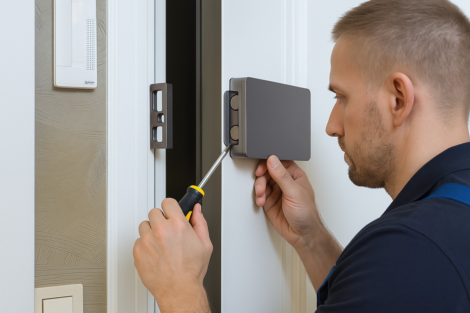Técnico de Electrosoluciones realizando instalación profesional